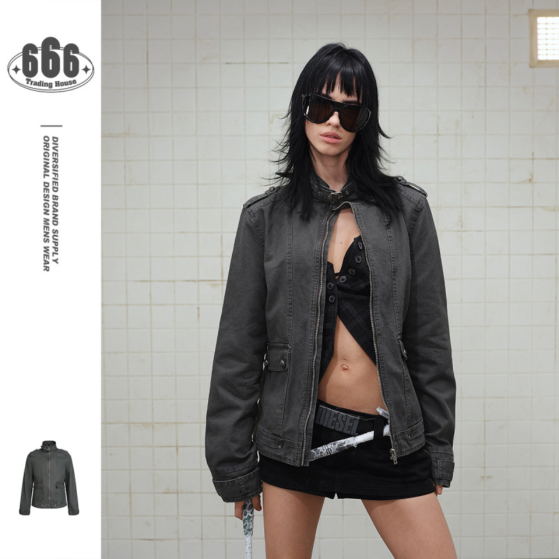Staffpick Trendy American Retro Washed Vintage Top Loose Hunting Jacket Women's Workwear Coat W301