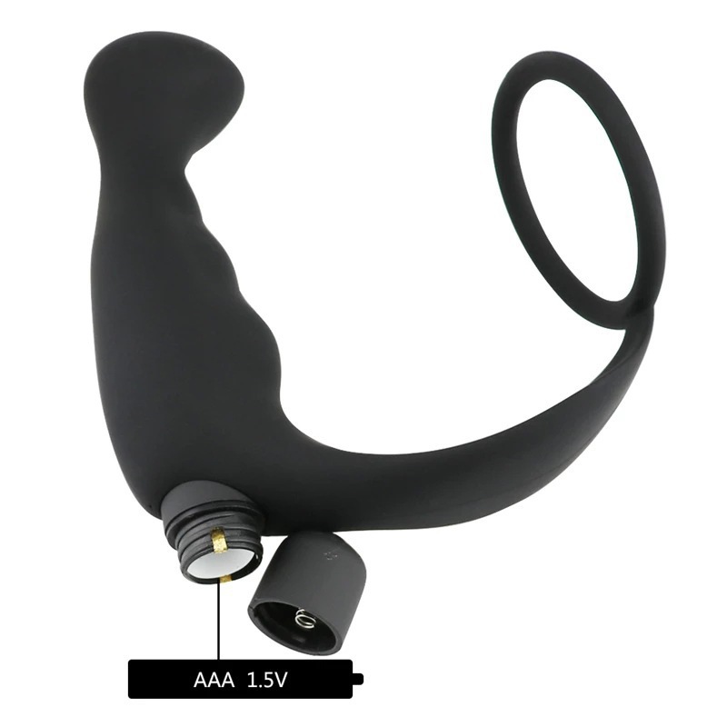 Silicone Prostate Vibrator Anal Plug with 10-Frequency Vibration and Ring Design — detail image 1