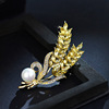 Golden advanced brooch, demi-season pin, suit lapel pin, accessory, high-quality style, simple cut