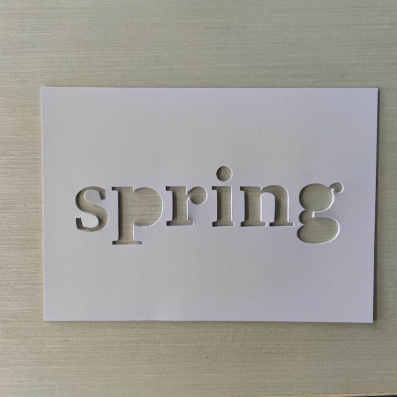 镂空画里的春天A4镂空春字白色卡纸拍照摄影Spring蝴蝶拓印|undefined