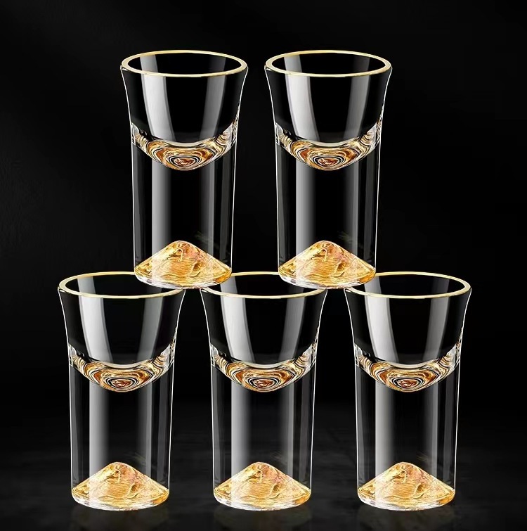 Jinshan de alta calidad set de tazas de licor de vidrio de cristal casero dispensador de licor taza de bala un sorbo de taza de licor caja de regalo