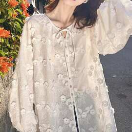 2025设计感泡泡袖白衬衫温柔小众别致上衣减龄漂亮小衫春款女外套