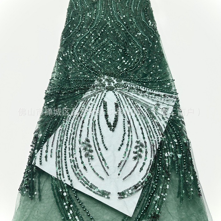 Fabricante fuente al por mayor de comercio exterior transfronterizo tela de cuentas de bordado lace vestido tela de moda