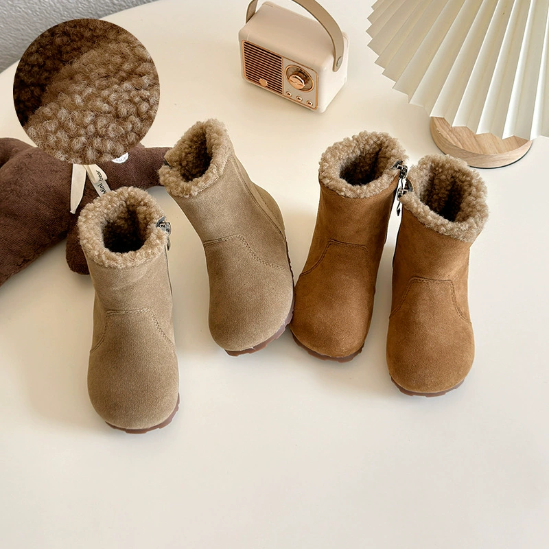 Детские ботинки Birken 2024 зимние новые мальчики и девочки плюс бархат теплые ретро хлопковые ботинки