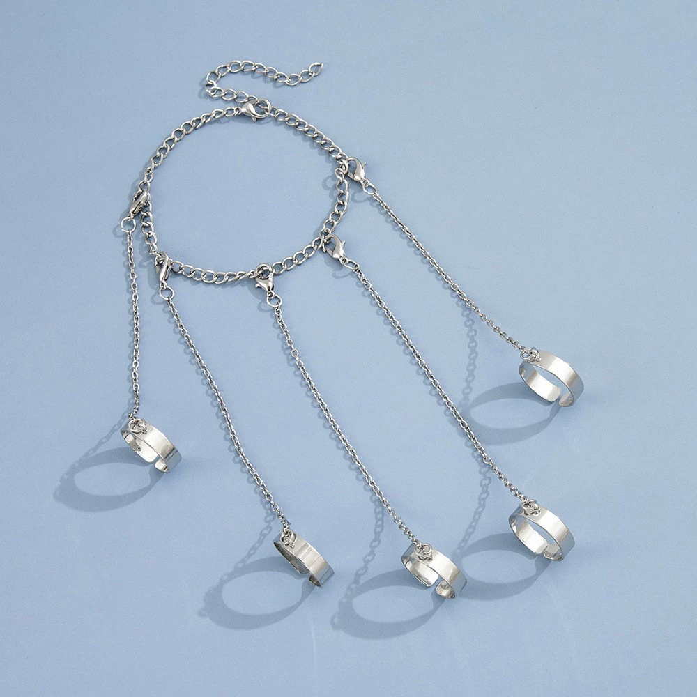 Трансграничный панк-европейский и американский мужской и женский модный браслет-кольцо цельный персонализированный серебряный браслет в стиле хип-хоп задняя цепочка