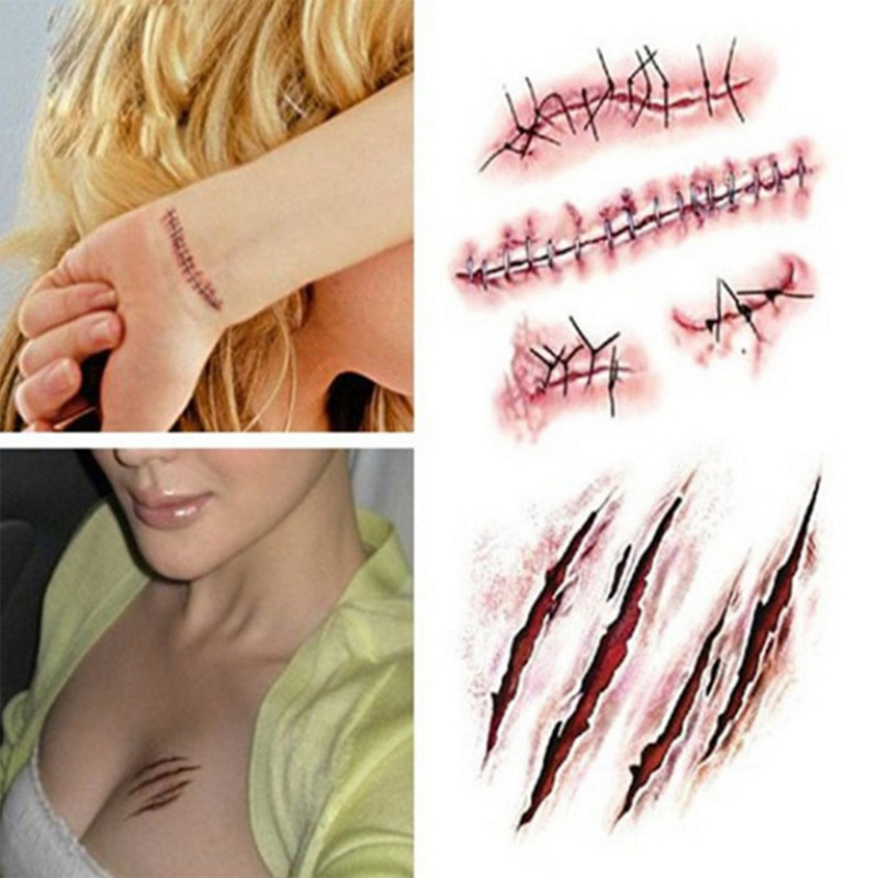 Halloween Zombie Scar Tattoo Sticker Halloween Decoration Fake Wound Scar Tattoo Sticker Halloween Zombie Scar Tattoo Sticker Halloween Decoration Fake Wound Scar Tattoo Sticker