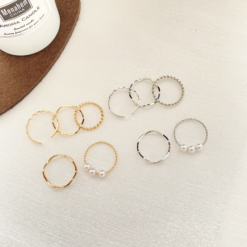 Ins Japanese And Korean Simple Wave-Shaped Personality Niche Design Sense Temperament Internet Celebrity Tail Ring Set_voghion.com