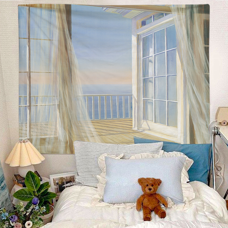 창 풍경 매달려 천 배경 천으로 침실 머리맡 장식 벽 천으로 기숙사 태피스트리 INS 방 캔버스 다시 왕 진