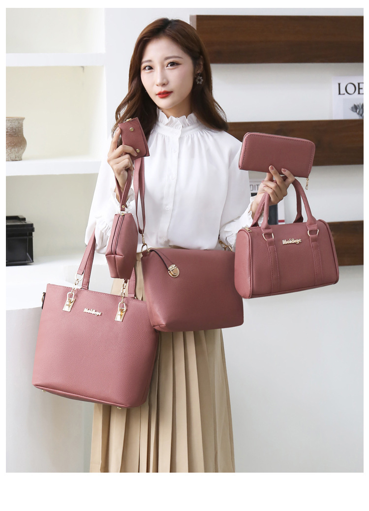 Daily, Street, Shopping Occasion Women's Medium Pu Leather Solid Color Vintage Style Streetwear Bucket Zipper Bag Sets