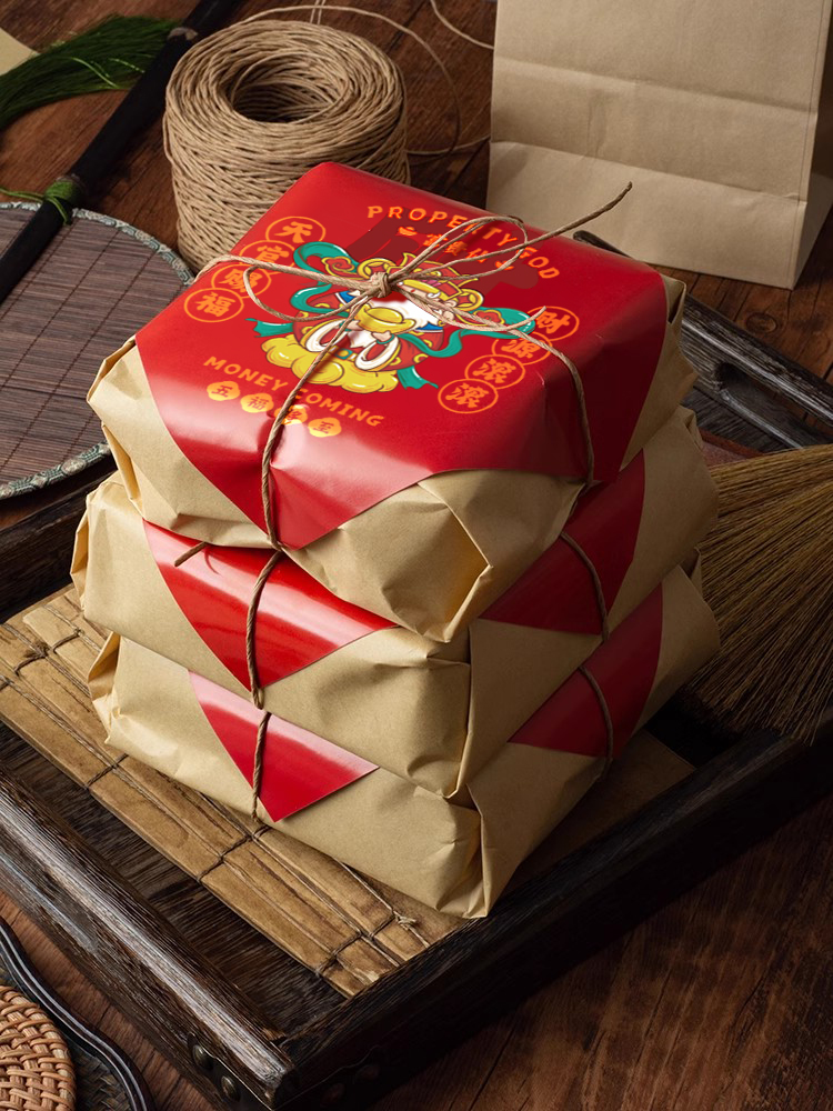 Embalaje de pasteles tradicionales de vacaciones Kraft Old Taste Old Peach Crispy Pastelería tradicional Wufu Embalaje de props de disparo