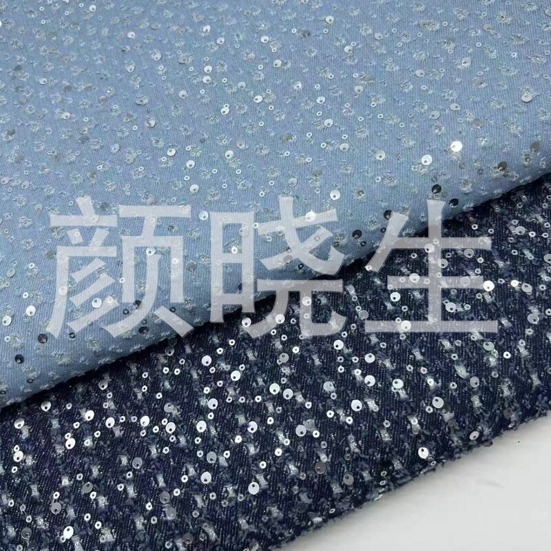 Trendy embroidery Denim washed sequins fabric coat pants skirt clothing bags shoes and hats fabric wholesale