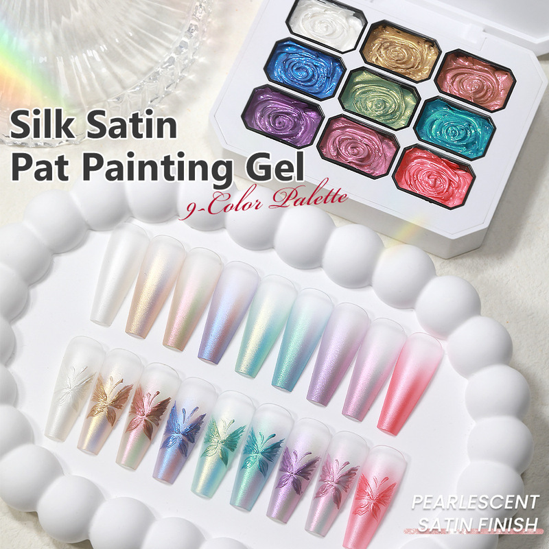 Cross-Border as Nail Art New Style Nine-Grid Satin Pat-On Gel High Saturation Color Painting Printing Gel Pearlescent Solid Nail Polish Gel Cross-Border as Nail Art New Style Nine-Grid Satin Pat-On Gel High Saturation Color Painting Printing Gel Pearlescent Solid Nail Polish Gel