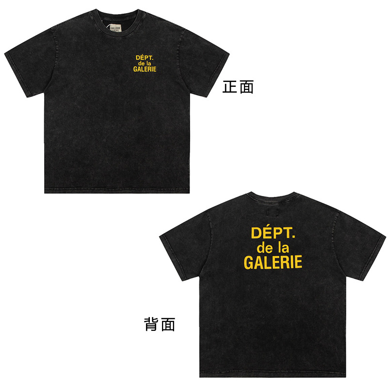 VTG GALLERY DEPT camiseta retro de manga corta lavada y desgastada graffiti arcoíris suelta antiniebla pareja de media manga hombres