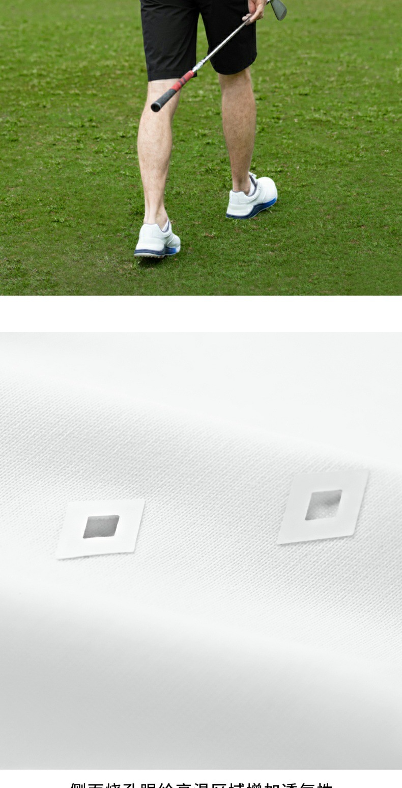 Áo golf nam tay ngắn PGM hè thoáng khí đục lỗ — YF683-Áo đen (đục lỗ thoáng khí), YF683-Ice Crystal Top Blue (đục lỗ thoáng khí), YF683-Áo màu trắng (đục lỗ thoáng khí) chi tiết 8