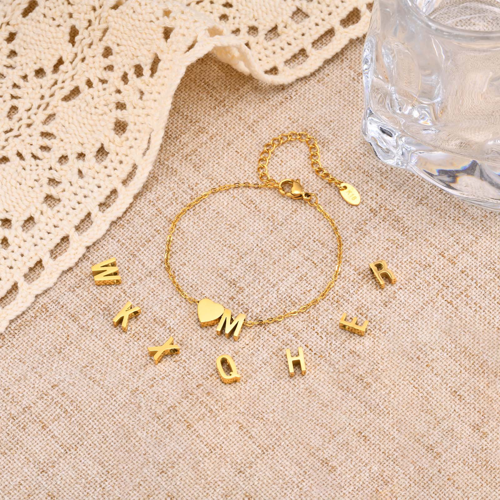 Stainless steel 26 English letters gold bracelet female fashion personality accessories letters optional BR-1438