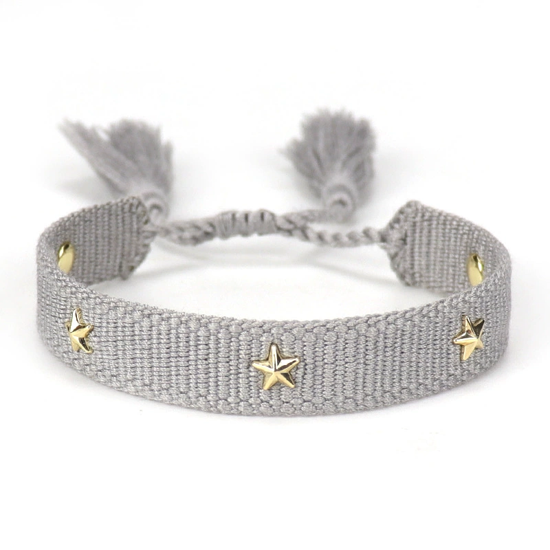 Двусторонний плетёный браслет, ручная работа, полиэстер с кисточками, европейский стиль, возможна индивидуализация