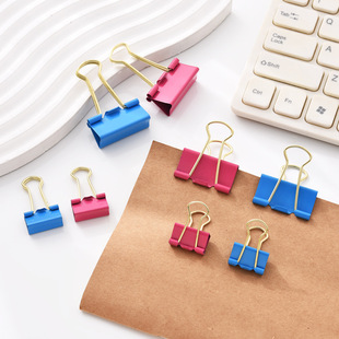 Color long tail clip 19mm gold handle dark blue rose red 32mm medium small fresh metal ticket clip