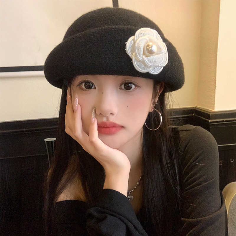 Hepburn estilo elegante sombrero de lana de invierno mujeres temperamento alto sentido sombrero de pescador de punto caliente sombrero de oro universal
