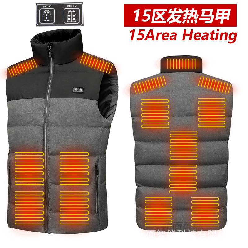 Cross-border Heating Vest Zone 15 2 Control Intelligent Heating Vest Electric Heating Vest Constant Temperature Whole Body Electric Heating Vest