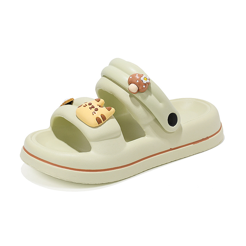 Zapatillas de fondo grueso para mujeres de verano, lindas zapatillas de playa de fondo suave, zapatillas de baño ligeras para el interior