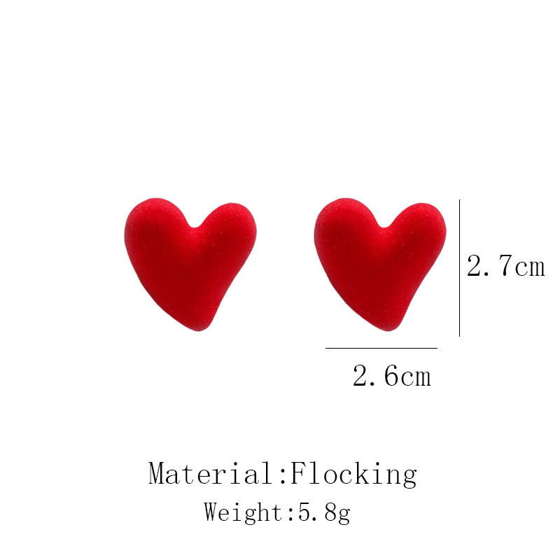Ear Studs Classification Fashion Heart Shape Flocking Women's Ear Studs 1 Pair