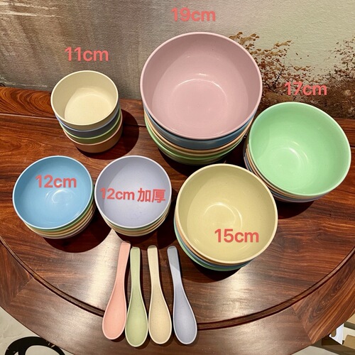 Wheat Straw Bowl Plastic Bowl Student Lunch Bowl Home Use Ramen Bowl Creative Noodle Bowl Set Soup Bowl Commercial