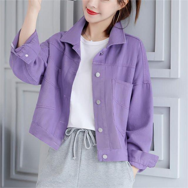 Small Purple Denim Short Coat Women Early Spring and Autumn 2024 New Casual All-match Jacket Top