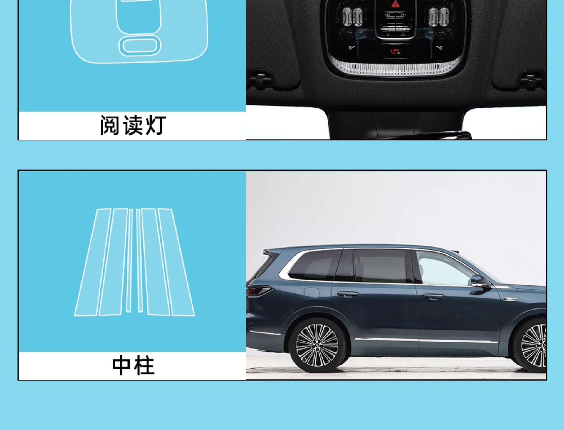 25 Types of Geely Galaxy M9 Center Console Gear Shift Knob Film Interior Protection Instrument Navigation Screen Tempered Film Accessories