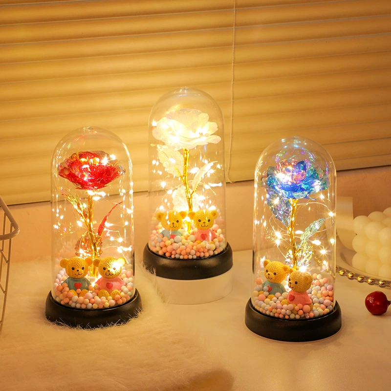 Креативный ночник в виде розы, искусственный цветок, бессмертный цветок, декоративное атмосферное украшение, подарок на день рождения для девочек на День святого Валентина