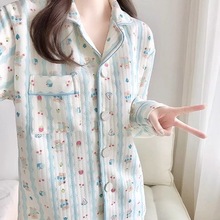 甜美睡衣女款春秋季2025新款长袖两件套空气棉夹棉家居服加厚冬天