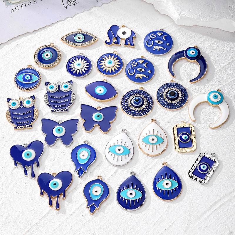 Pendant Jewelry Making Type 10 PCS/Package 19 * 24mm Alloy Devil's Eye Polished Pendant DIY Jewelry Accessories