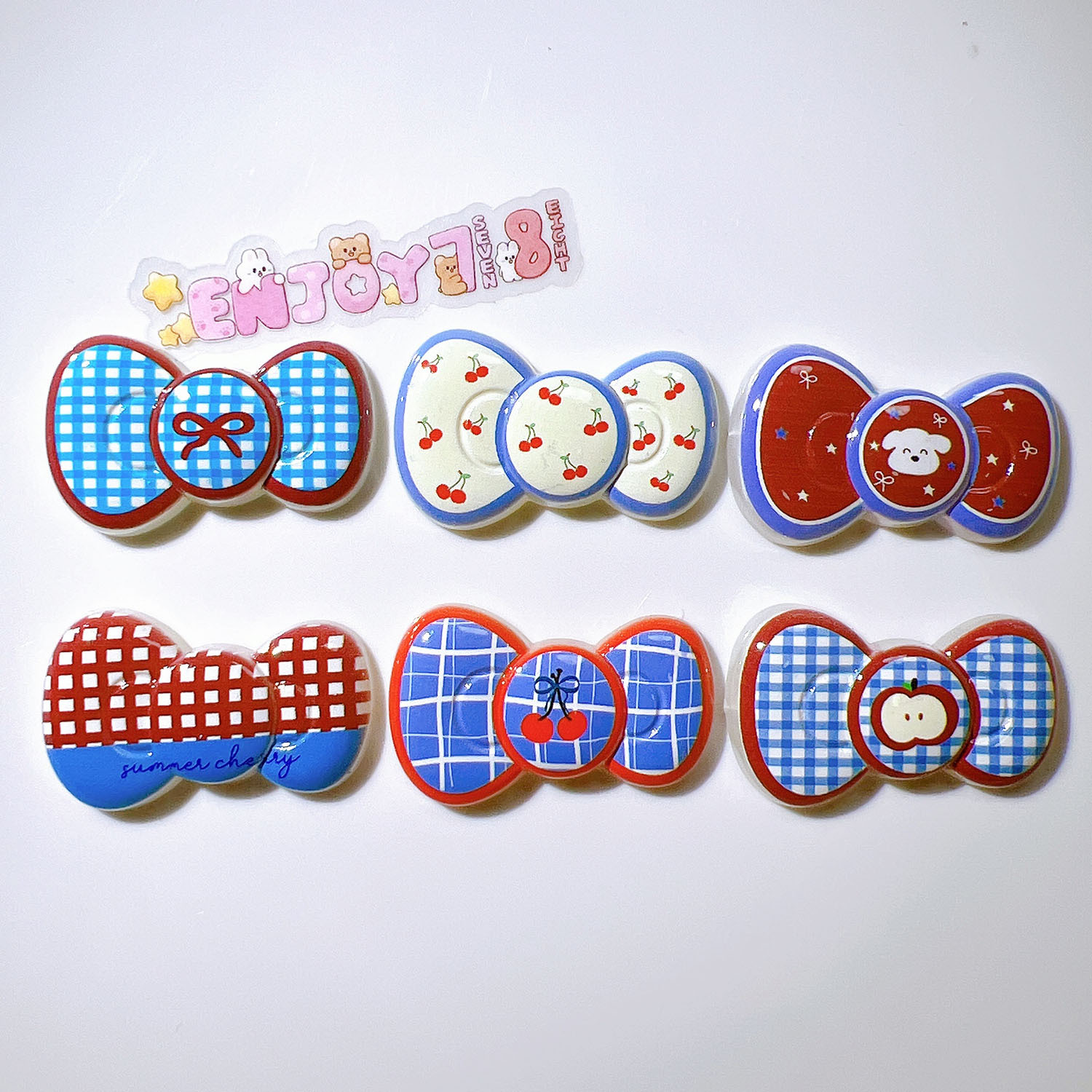 아크릴 쥬얼리 액세서리 도매 클립 헤어 액세서리 diy 휴대 전화 케이스 수제 재료 신발 꽃 레드 블루 체리 나비 넥타이