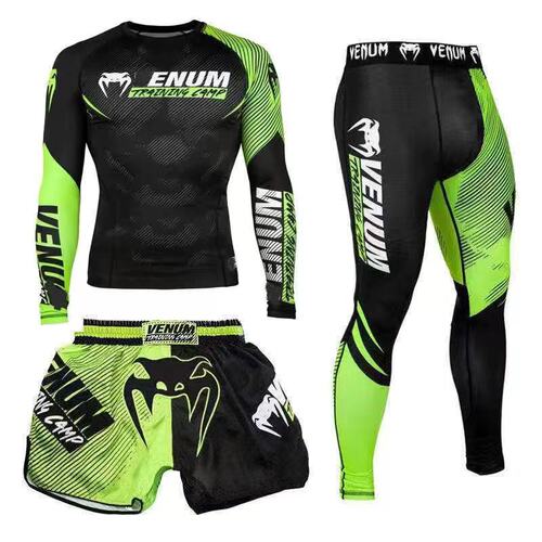 New Product Boxing Pants Fighting MMA Mixed Martial Arts UFC Running Workout Training Quick-Dry Pants Venom Three-Piece Set