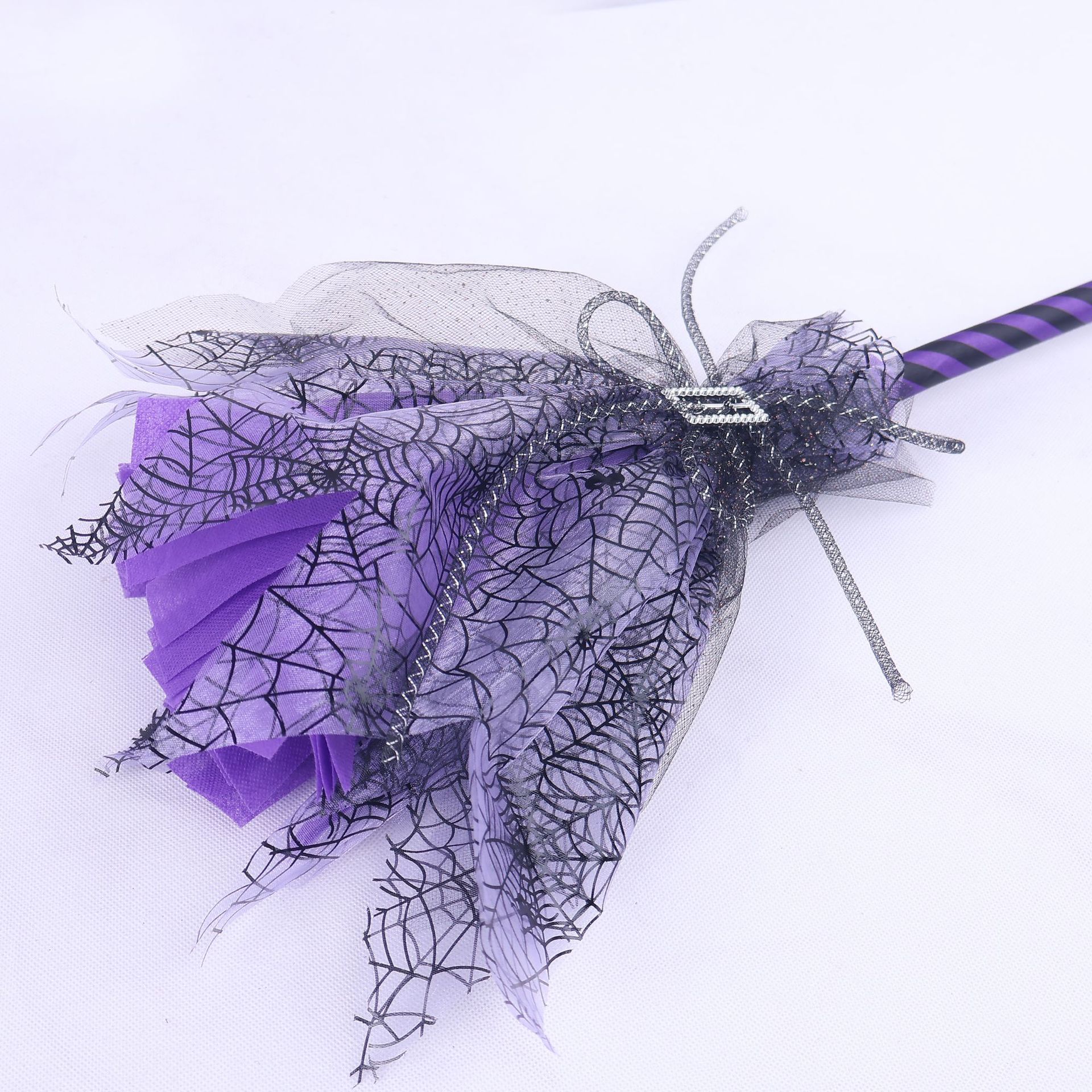 Decoración de Halloween arco malla escoba mágica accesorios de fiesta de Halloween arco bruja escoba personalizada