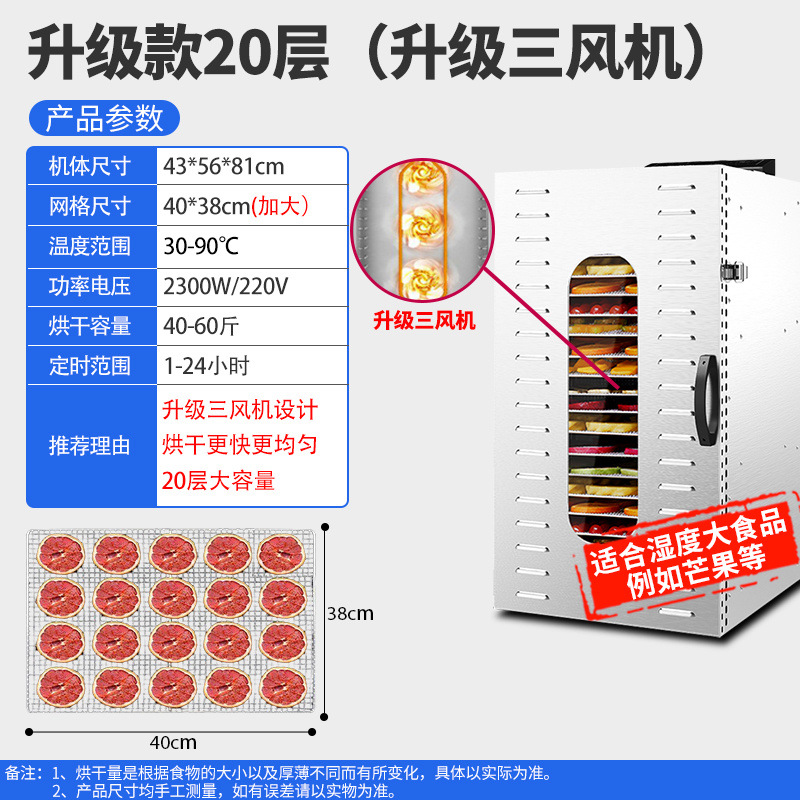 secador de frutas, secador automático de alimentos domésticos, mango, albaricoque, carne de frutas secas, bocadillos para mascotas, secador de aire deshidratado comercial image 13