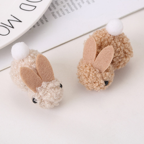 Fur ball rabbit handmade DIY Mid-Autumn plush moon rabbit accessories wool ball rabbit fur ball plush ball wholesale