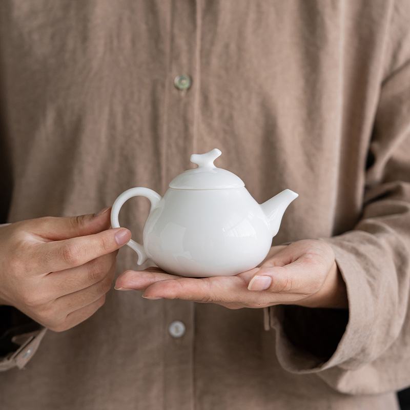 德化羊脂玉瓷陶瓷西施壶泡茶器茶壶茶杯带球孔过滤单壶功夫泡茶壶