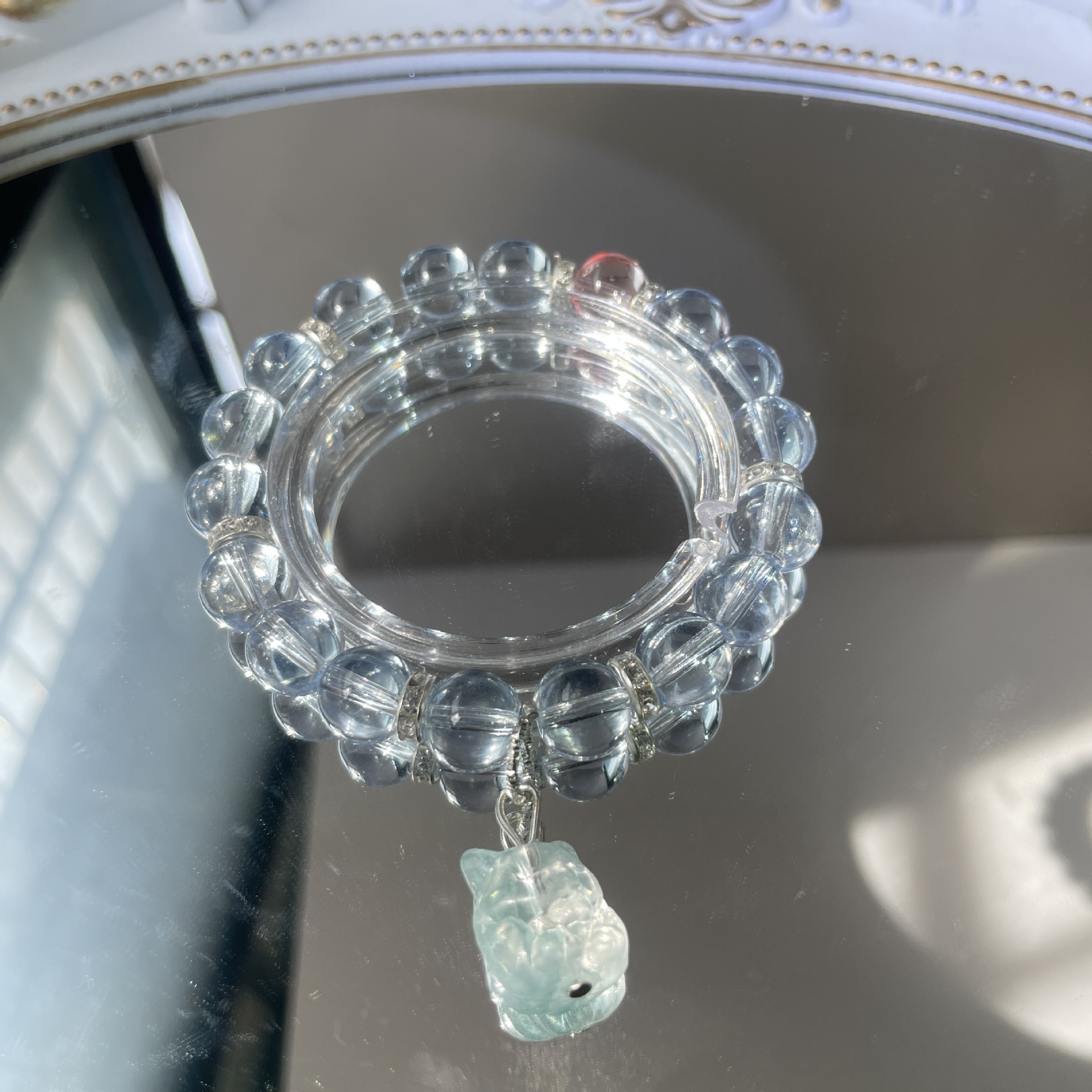 S244-라이트 사파이어 여우 유리 팔찌#SZ861호