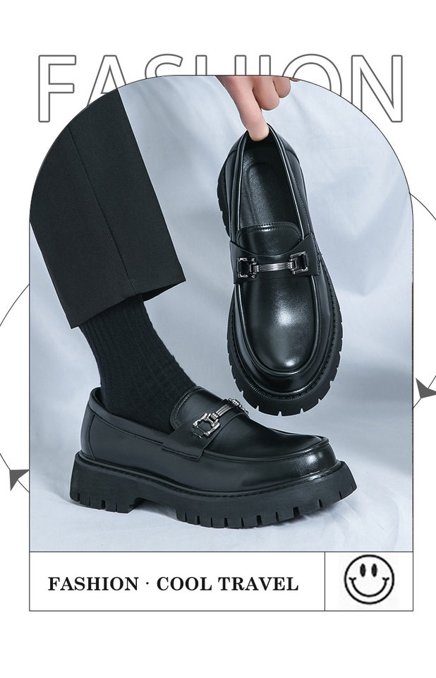 Giày lười nam da PU đế dày kiểu Anh, giày moccasin trơn đầu tròn — A0137 bề mặt đen bóng, A0137 màu đen, A0137 trắng đen chi tiết 1