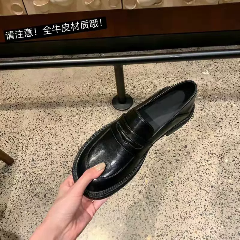 日系小皮鞋女2024秋季新款英伦风黑色厚底乐福鞋复古jk制服单鞋子