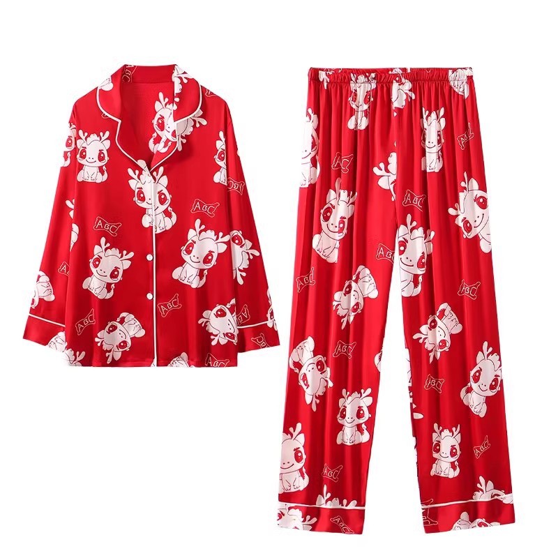 Pijamas de boda rojos de primavera y otoño de algodón de manga larga 2024 nuevo estilo de ropa de casa de hombre de invierno