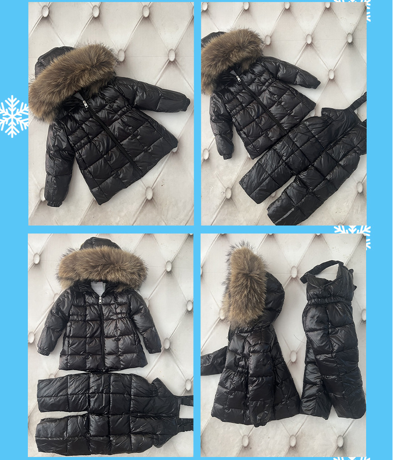 Dječja odjeća, zimske puhaste jakne za dječake i djevojčice srednje i velike veličine, dječji ovratnik od lisičjeg krzna, zadebljani dječji kaput srednje i duge veličine_voghion.com