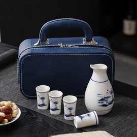 白酒酒具套装陶瓷白酒烈酒杯家用分酒器温酒壶  中国风青花酒盅
