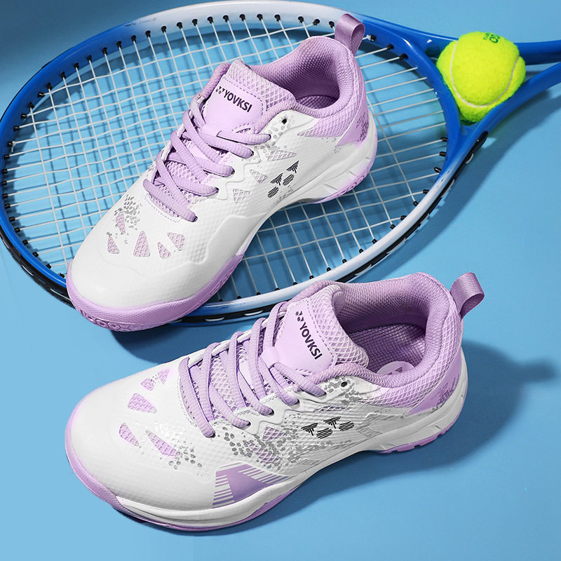 Giày cầu lông nữ chuyên nghiệp thi đấu tập luyện, giày tennis siêu sợi thoải mái, gót 3-5 cm — màu tím