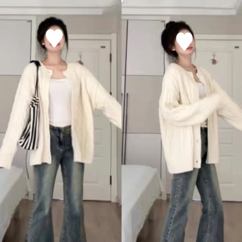 Cardigan de punto de primavera y otoño femenino suelto coreano suave relajado viento retro otoño y invierno engrosado abrigo de suéter de torsión image 3