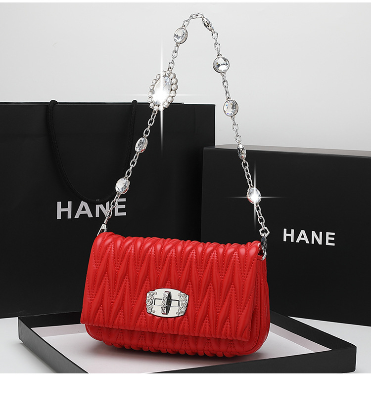 Pequena bolsa transversal quadrada feminina bolsa acolchoada corrente_voghion.com