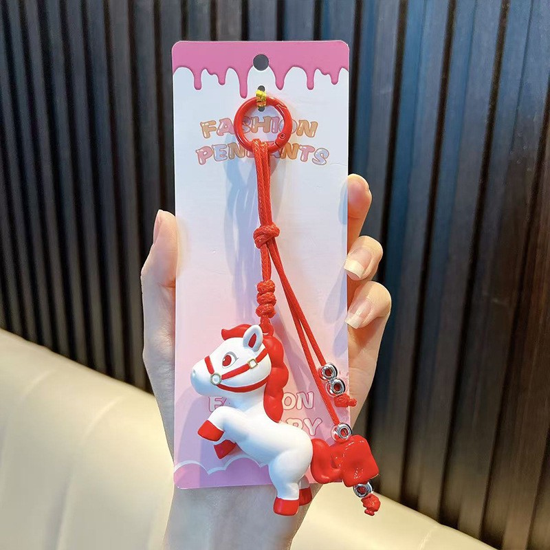 포니 스퀘어 매듭 태슬-레드