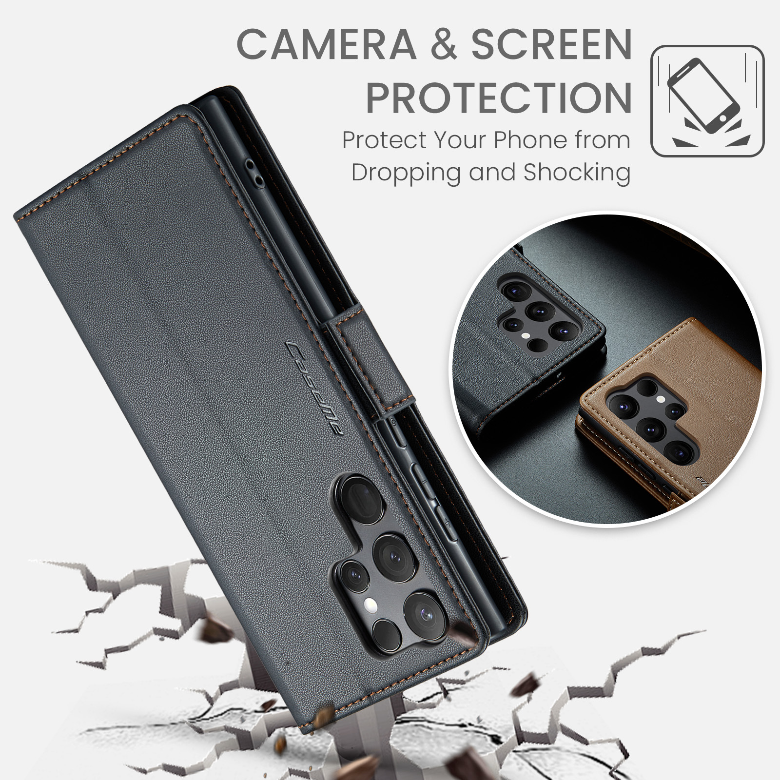 Capa de couro flip com rfid para samsung galaxy s23 ultra a54 a14_voghion.com