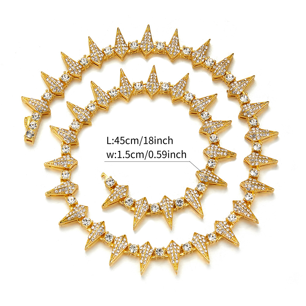 Zinc Alloy Chain Material Hip Hop Necklace Jewelry Hiphop Zinc Alloy Rhinestone Cuban Link Chain Necklace Couple Trendy Brand
