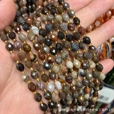 Zərgərlik ara hissələri spacer beads, DIY bracelet and - wood-fossil-8x6mm-approximately-18-beads-per-strand-short-style